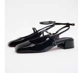 Vintage Heeled Pumps Women Fashion England Style Square Toe Sandals Elegant Leather Stiletto Heels Causal Slingback Shoes