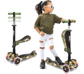 Patinete, Scooter para niños, 2 años en adelante, Asiento abatible, Altura Ajustable, Monopatin 2 en 1, Luces Intermitentes