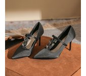 2024 new style women's shoes/sandals/high heels/stilettos/pointed toes/spring/summer/autumn/winter/banquet/wedding/work/leather/Black
