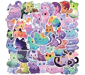 10/30/50PCS Cute Starry Sky Cat PVC Sticker Aesthetic Chidlren's Stationery Decoration Scrapbooking School Supplies for Kids