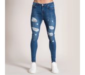 Tattered pipe pants embroidered with men's jeans