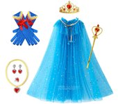 Girls Princess Costume Cloak Hooded Anna Elsa Cape Aurora Rapunzel Fancy Party Mantel Clothes Children Party Accessories