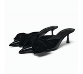 Elegant Party High Heeled Pumps For Women 2024 Autumn Bow Pointed Toe Stiletto Shoes Fashion Slingback Heels Kitten Heel Sandals