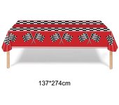 Race Theme Tablecloths Black White Checkered Rectangular Plastic Table Cover Racing Car Birthday Party Decorations Supplies