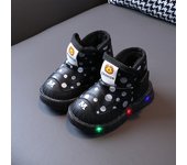 Iluminación botas de nieve de 1-6 años de edad de lana zapatos de algodón engrosado suelas suaves zapatos de niño marea