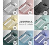 Kit Teclado y Ratón Bluetooth 5.3 Español - Diseño Ultradelgado 7", Teclado Silencioso con Carga Rápida 44 Días, Ratón Portátil Metalizado - Compatible iOS/Android/Windows para Oficina y Hogar