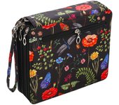 Colored Pencil Case - 124 Slots Pencil Holder with Zipper Closure Twill Fabric Large Capacity Pencil Case for Watercolor Pens