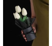 Portable Realistic Artificial Tulip Bouquet PU Simulation Tulip Flower with Bucket Fake Flower Bunch Car Mounted Ornaments
