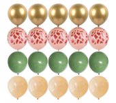 20Pcs Jungle Animal Theme Retro Green Gold White Latex Balloons Wedding Baby Shower Birthday Party Decoration Supplies