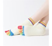 Women Yoga Sock Anti-slip Five Fingers Backless Cotton Silicone Non-slip 5 Toe Winter Female Socks Ballet Gym calcetines dedos