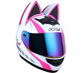 Casco de Moto todoterreno para mujer, protector de cabeza con orejas de gato extraíbles, transpirable, para Motocross,