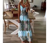 Vestido largo verano para mujer, vestidos informales sin mangas con estampado de moda