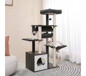 Muebles de madera modernos de la torre del soporte del gato del árbol del gato de 51.3 pulgadas con un túnel columpio de hamaca