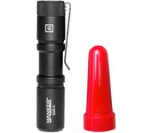 MANKER E05 II (Al-Black, Cool White Version, 6500K) Compact EDC Flashlight, High Density White LED Emitter 1300 Lumens, Power by 14500 or AA Battery, IP68 Waterproof