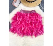 Senior Birthday Party Skirt High Quality Elastic Waist Mini Skirt Fairy Style Sweet Feather Splicing Ball Gown Skirt