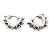 Alisouy 2pcs Punk Stainless Steel Heart Cone Spike Rivet Huggies Small Circle Helix Hoop Earrings for Women Men Piercing Jewelry
