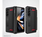 Wristband Leather For Samsung Galaxy Z Fold 5 Case Pen Slot Stand Hinge Protection Glass Film Screen Cover