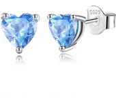 Eudora 925 Sterling Silver Heart Birthstone Stud Earrings 12 Colors Heart Cut AAAA Cubic Zirconia Earring Jewelry for Women Gift