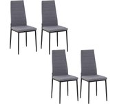 Pack de 4 Sillas de Comedor Tapizadas en Lino Sillas de Cocina Modernas con Respaldo Alto y Patas de Metal Carga 120 kg para Salón 41x50x97 cm Blanco