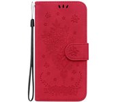 For Samsung Galaxy A16 A01 A21 A31 A41 estampado mariposa rosa patrón de cuero de teléfono móvil multifuncional anti - caída