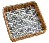 Hand Woven Splicing Shell Rattan Basket Rattan Weaving Household Rattan Shell Tray Decorative Colorful Weaving Fruit Basket