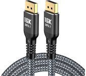 16K DP 2.1 Cable 8K DisplayPort Video 80gbps Cable DP to DP 16K@30Hz 8K@60Hz 120Hz for Laptop TV Xbox Projector Gaming Monitor