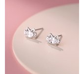ArgentFlow 100% Original S999 pendientes de Plata FINA con forma de Gatito sin alergias a la moda para Mujeres y niñas Regalos ZYE237