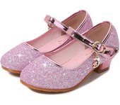 Princess Sequins Pink Shoes Spring Elsa Cosplay Blue Girls High Shoes Solid Blue Glitter Kids Girl Rapunzel Accessories