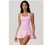 2 Piece Tennis Dresses for Women Side Slit Mini Skirt Set Racerback Workout Crop Tank Top Golf Outfits