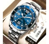 Moda luz lujo negocios totalmente automático cuarzo correa de acero digital verde aqua ghost relojes para hombres
