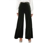 Chic and Elegant Baggy Ruffles Woman Trousers Autumn Winter New in Gold Velvet High Waist Wide Leg Pants for Women