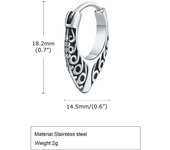 Vikings punk men's and boys' earrings, sainless seel HIES earrings wih vinage Celic knos, grea hip-hop sree jewelry