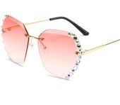 Gafas de sol anti-ultravioleta de diamante versión coreana femenina de celebridades de Internet con el mismo protector solar conducción ins cara redonda sombrilla marea gafas de sol para mujer