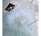 Sweet Feather Folding Fan Japanese Fairy Girl Dark Gothic Court Dance Hand Fan With Pendant Gift Wedding Party Decoration