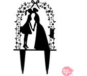 Topper para Tarta Negro - Novias Besándose - Acrílico 2 Mm - Lavable y Reutilizable