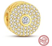 925 Sterling Silver Zirconia Sparkling Beads Gold Love Lock Charms Fit Original Pandora Bracelet Earring DIY Women Fine Jewelry