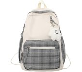 Mochila estética para niñas, mochilas escolares de gran capacidad, mochila escolar impermeable, ligera y duradera, adecuada para gris