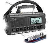 Radio de emergencia portátil con luz de lectura y batería recargable de 10000mAh resistente al agua AM/FM/SW/NOAA alerta solar manivela
