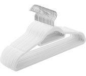 SONGMICS Percha de Terciopelo, Juego de 20, Antideslizantes, con Barra Corbata y Gancho Giratorio 360°, 0,6 cm Espesor, Ahorra Espacio, 43,5 cm Largo, para Abrigo Vestido Pantalón, Beige/Blanco/Gris/Negro