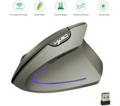 Ratón Inalámbrico Recargable 4800DPI Ergonómico y Silencioso - Diseño Vertical with 6 Botones Programables, Carga USB-C y 60 Días Autonomía (Compatible with PC/Mac/Portátil, 2,4 GHz) - Negro/Azul