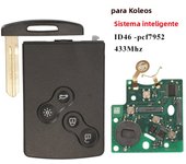 jingyuqin Keyless Remote Key Card For Renault Megane Fluence Laguna Scenic Clio Captur Koleos 433MHz ID46-PCF7952/4A-7953