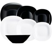 Vajillas Carine de Luminarc – 19 Piezas – Blanco y Negro – Vidrio Opal de Alta Resistencia