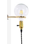 Barcelona LED Aplique de Pared Interior Dorado con Enchufe y Interruptor para Dormitorio, Escalera, Escritorio