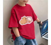 Adorable Kids Fashion Tee Capybara Illustration Perfect Summer Wear Soft Fabric Ideal Gift for Children All-in-one Base Shirt