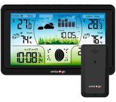 swiss+go Estación Meteorológica MT-100 - con mediciones precisas de temperatura y humedad exteriores