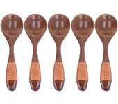 5 cucharas de madera ligeras para sopa con mango recto, vajilla para cocina casera, color caqui