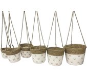 MACETERO COLGANTE CUERDA Y SEAGRASS S/6