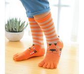 3 Pairs 3-12y Kids Toe Socks Girls Boys Five Finger Socks Autumn Winter High Tube Cotton Crew Socks Cute Cartoon Kawaii