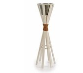 Gerimport Soporte Minimalista Madera Macetero Blanco 26x26x78 Cm - Ideal para Decorar Interiores