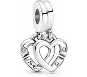 Charm Colgante Pandora Hermanas Unidas Corazones Divididos